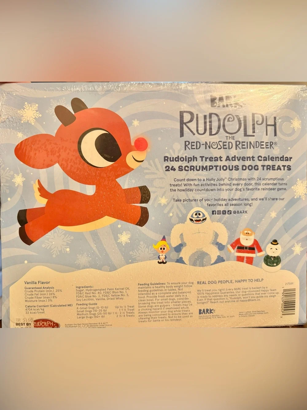 2)BARK BOX SMALL DOG ADVENT CALENDAR RUDOLPH RED NOSE REINDEER GIFT BOX SET 24